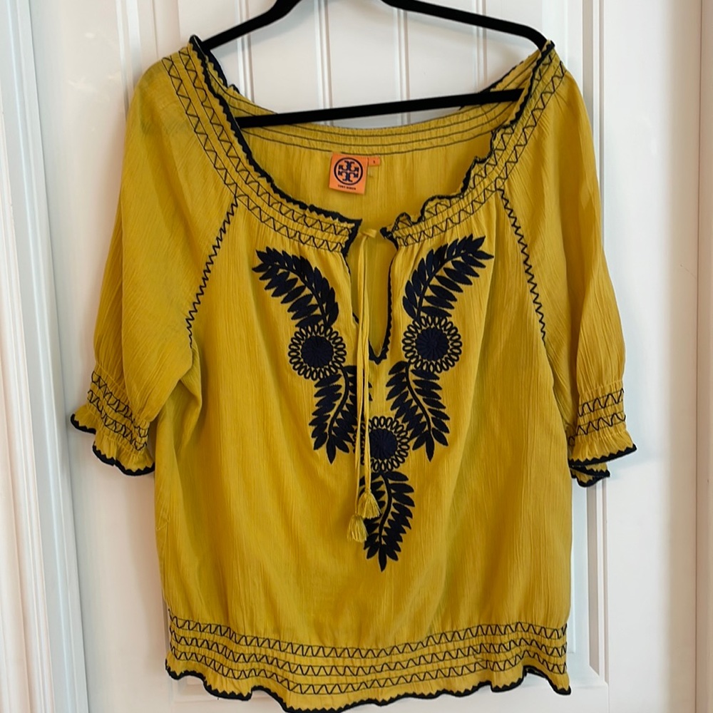 Tory Burch short sleeve peasant blouse